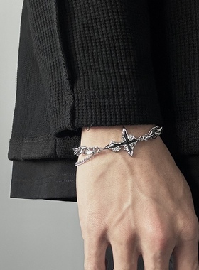 原创溶解暗黑十字架手链男款百搭小众设计高级感美式钛钢男生潮流