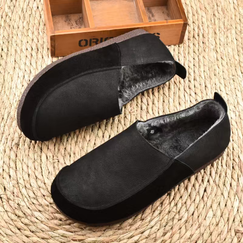 新款冬季真皮加绒保暖男鞋软底一脚蹬休闲百搭豆豆鞋平底轻便棉鞋,淘宝优惠券,粉丝福利购,淘宝优惠卷