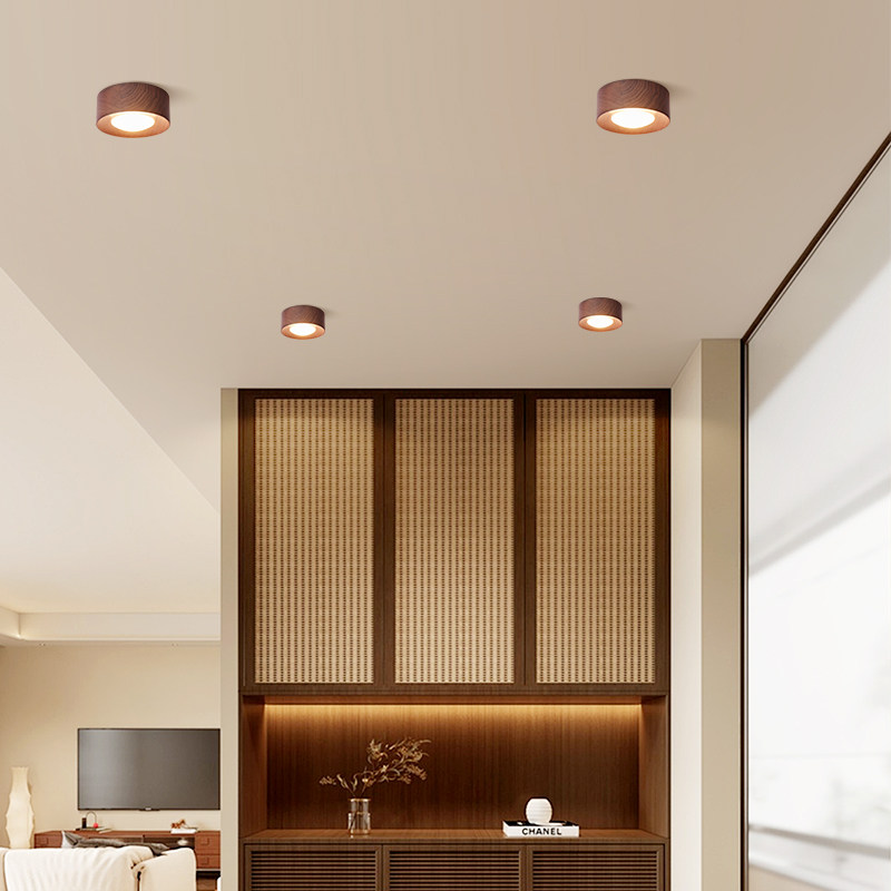 箭牌胡桃木色明装筒灯免开孔无主灯全光谱护眼中古风玄关走廊灯具,淘宝优惠券,粉丝福利购,淘宝优惠卷