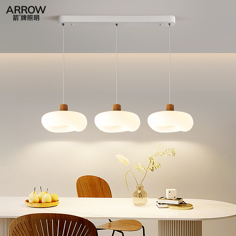 箭牌餐厅吊灯奶油中古风原木色吊线灯饭厅餐桌吧台氛围感护眼灯具,淘宝优惠券,粉丝福利购,淘宝优惠卷