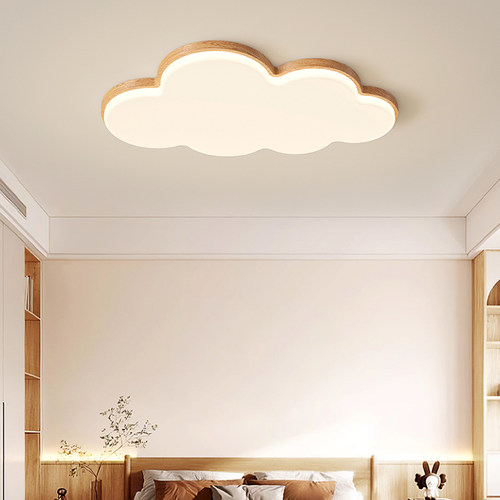 箭牌原木色卧室灯中古风吸顶灯2026新款创意云朵灯家用主卧护眼灯 - 图0