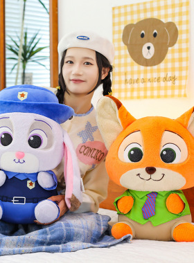 新款疯狂动物城朱迪尼克公仔毛绒玩具狐狸玩偶儿可爱生日礼物跨境