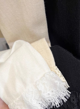 蕾丝V领打底衫女秋冬2024新款法式设计感内搭毛衣短款针织衫上衣