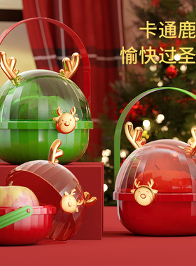 跨境爆款圣诞苹果盒鹿角平安夜平安果礼盒圣诞礼品包装圣诞礼物盒