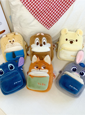 奇奇蒂蒂卡通迷你斜挎包2025新款儿童单肩收纳包疯狂动物城毛绒包