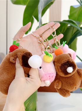 吹泡泡卡皮巴拉毛绒玩具网红水豚公仔挂件钥匙扣小玩偶女生娃娃