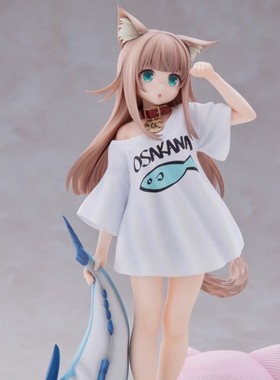 手办站姿黄豆粉 坐姿猫娘吃鱼 可换脸 跪姿少女摆件模型批发/代发