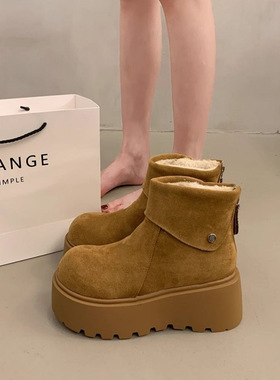 【物美价优小个子增高勃肯厚底雪地靴女2025新款冬加绒保暖棉鞋