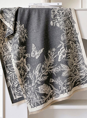 新款法式复古蝴蝶高级感仿羊绒围巾女秋冬季加厚外搭保暖办公披肩