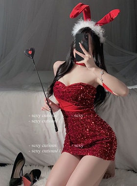 新年圣诞服装万圣节兔女郎连衣裙制服性感红色战袍可爱圣诞节套装