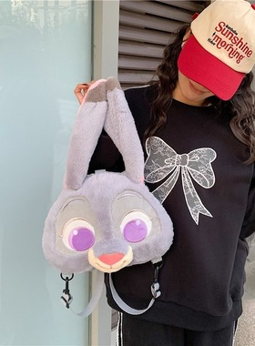 卡通可爱疯狂动物城双肩包包女毛绒狐狸兔子朱迪尼克玩偶百搭背包