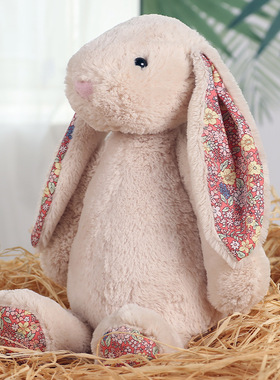 邦尼小兔子毛绒公仔花布垂耳兔玩具跨境玩偶皮壳礼物女生娃娃批发