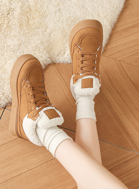 加绒高帮休闲鞋女2025冬季新款韩版保暖运动鞋学生ins棉鞋G6661