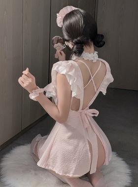 胖狐狸莓果熊仆纯欲可爱荷叶边胖MM大码睡衣女仆芋泥熊熊短裙套装