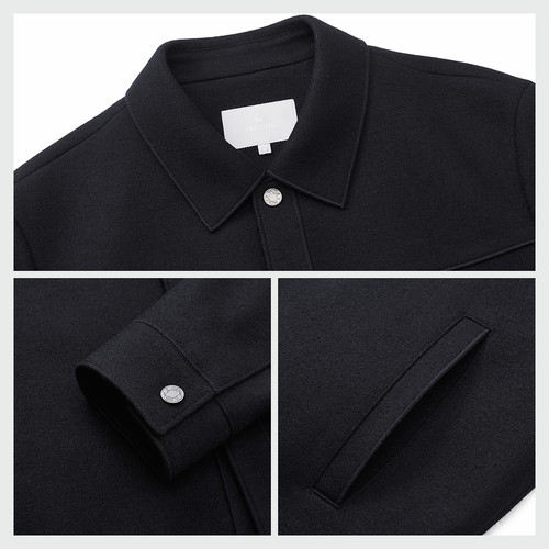 [商场同款]九牧王男装2025秋季新款柔软舒适翻领带扣羊毛毛呢夹克 - 图2