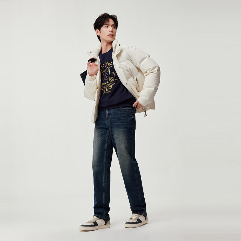 九牧王男装2025秋冬新款保暖亲肤商务休闲男款空气牛仔裤