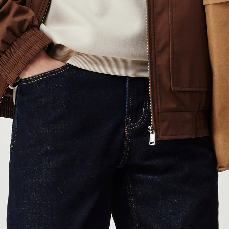 【透汽轻盈】九牧王牛仔裤25秋季新款深色水洗弹力宽松直筒牛仔