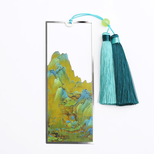 高档精致千里江山图金属书签 镂空故宫文创产品创意小礼品纪念品古典中国风学生送教师节老师礼物定制刻字 - 图3