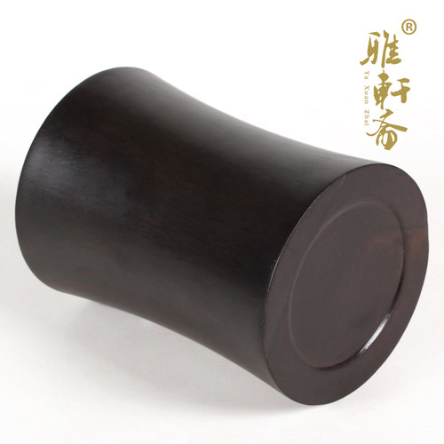 H雅轩斋]红木工艺品 木雕 黑梓木浮雕 明式小号圆笔筒 带锦盒新款 - 图3