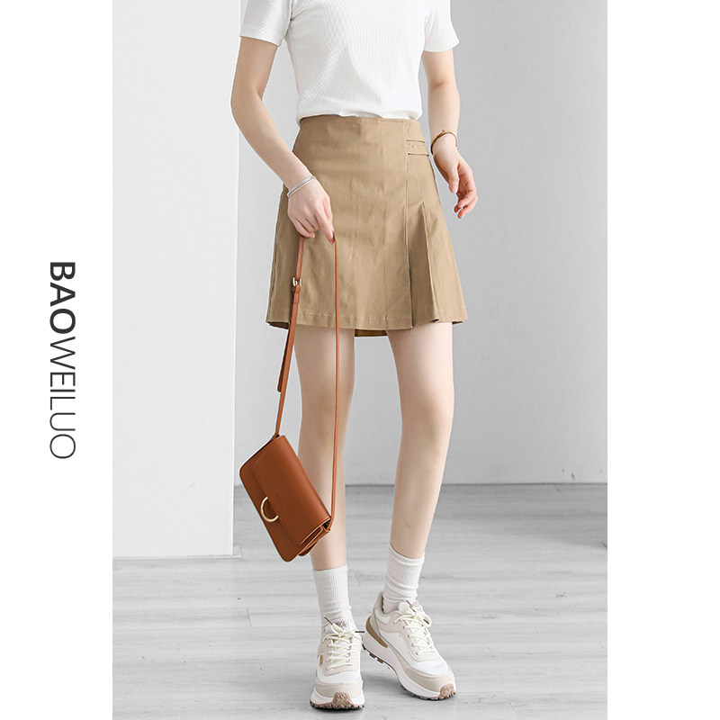 2022春夏新款高腰百褶不规则半身裙 宝薇洛半身裙