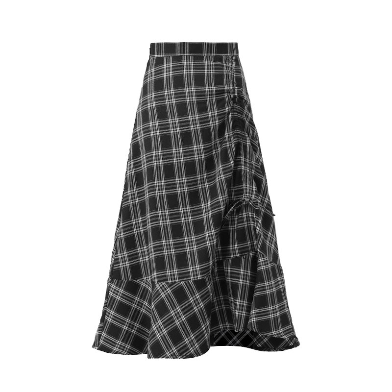 2020秋新款高腰复古格子女半身裙 宝薇洛半身裙