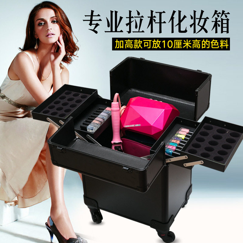 职业化妆师拉杆化妆箱美甲纹绣美发拉杆收纳箱彩妆跟妆师大工具箱
