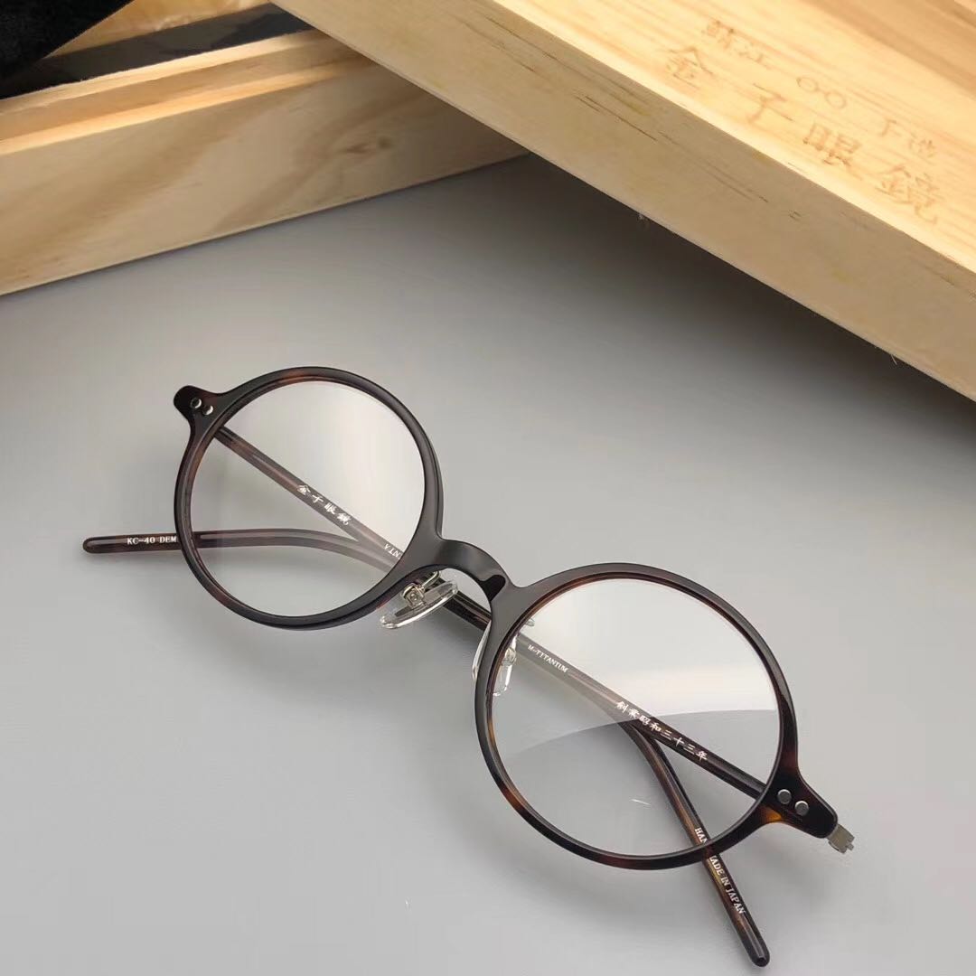 正品kaneko金子眼镜KC40日本手工镜架纯钛复古赛璐璐板材眼镜框-图3