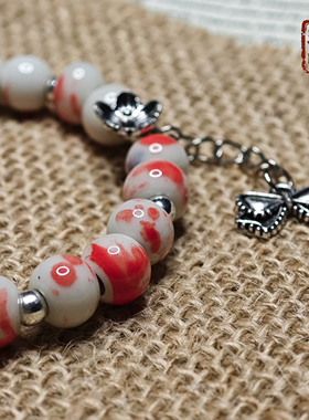 景德镇红白纹理珠陶瓷手链