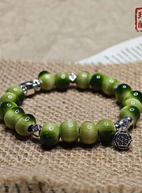 森系渐变绿陶瓷珠女款手串