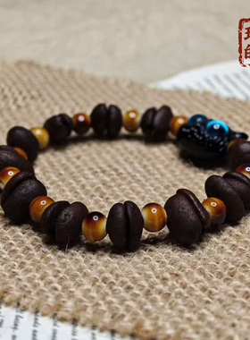 大眼猫复古瓷珠咖啡豆手链