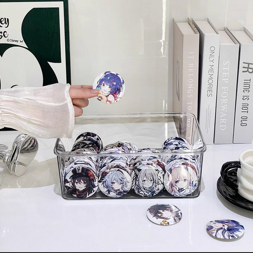 吧唧收纳盒亚克力透明带盖密封防潮徽章动漫周边谷子防尘展示盒子 - 图2