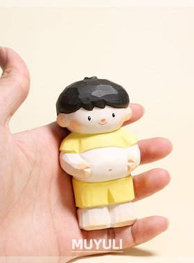 创意手工木雕摆件卡通人物治愈情绪摆件桌面工位网红圣诞节礼物女