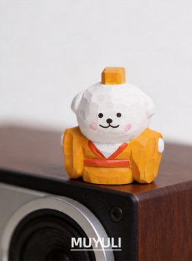 手工木雕丨线条小狗皇帝摆件送男女生女闺蜜生日38节礼物情人节