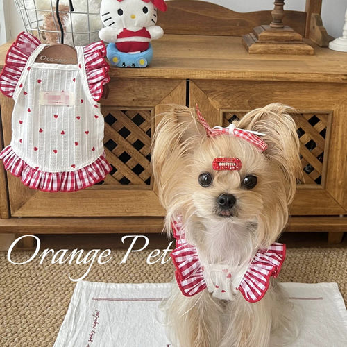 敲美的小裙子!清新可爱小型犬泰迪比熊猫咪博美碎花连衣裙春夏装 - 图2