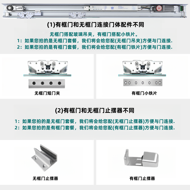 自动门感应门电机电动轨道平移门有框无框玻璃门机组门禁系统配件