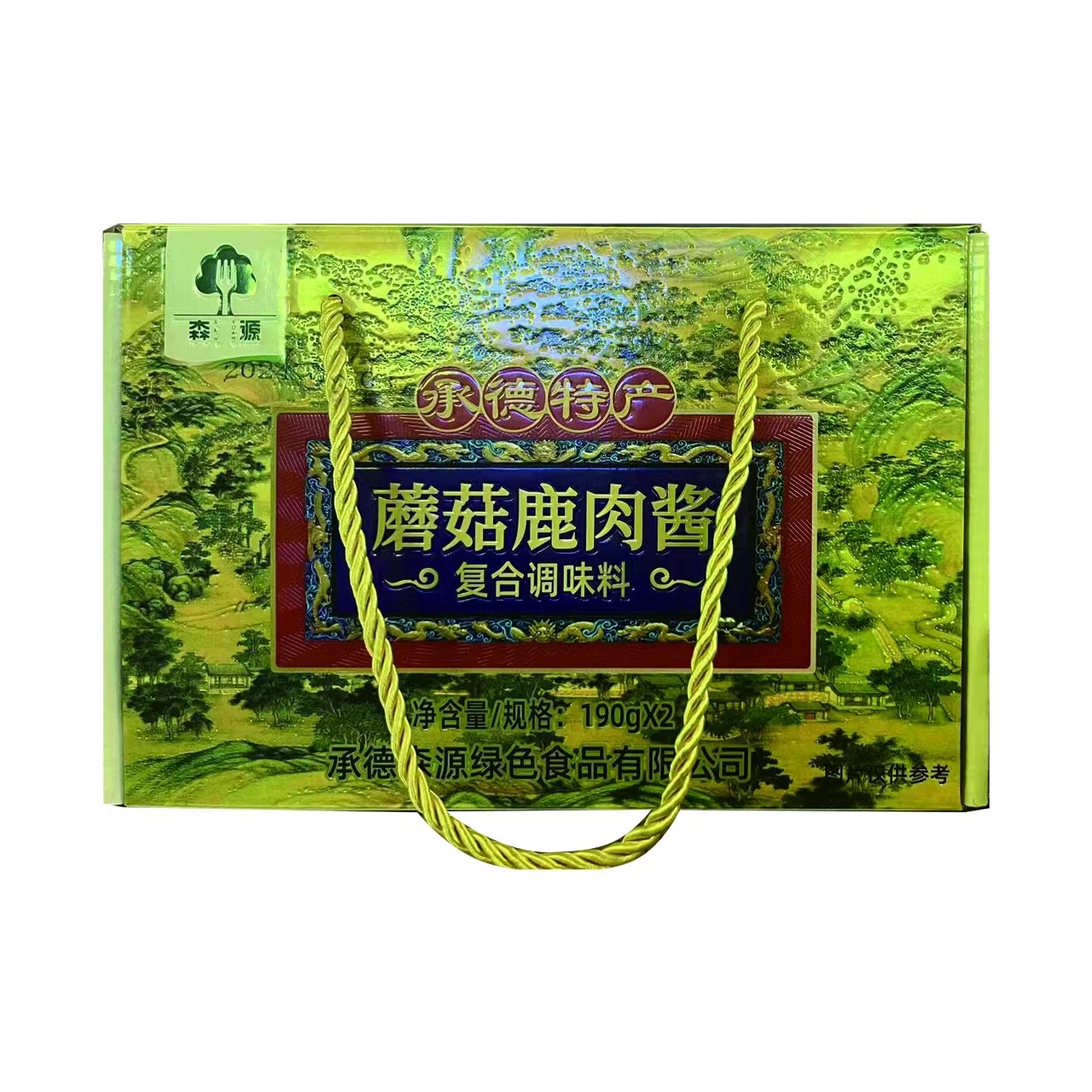 和合承德平泉特产森源鹿肉蘑菇酱礼盒下饭菜 拌饭酱 190g*4瓶礼盒 - 图0