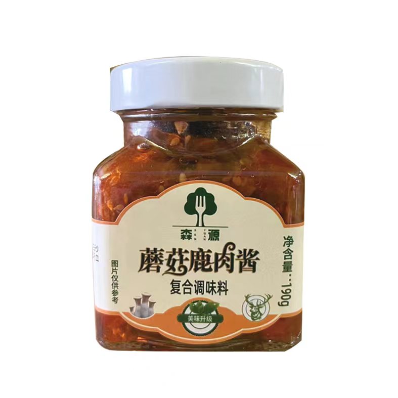 和合承德平泉特产森源鹿肉蘑菇酱礼盒下饭菜 拌饭酱 190g*4瓶礼盒 - 图2