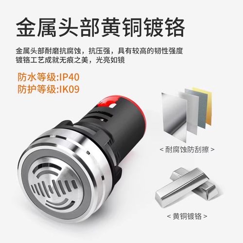 金属蜂鸣器报警器22MM间断闪光LED红色发光断续有源声光24V - 图1