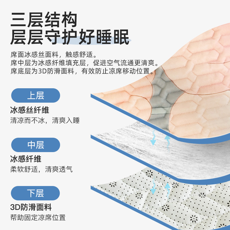 邦亚凉席三件套夏季软凉席2026新款a类可机洗空调席夏天冰丝凉席