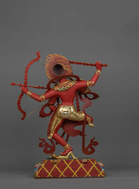 藏传尼泊尔铜鎏金彩绘作明佛母佛像咕噜咕列佛母红度母供奉摆件