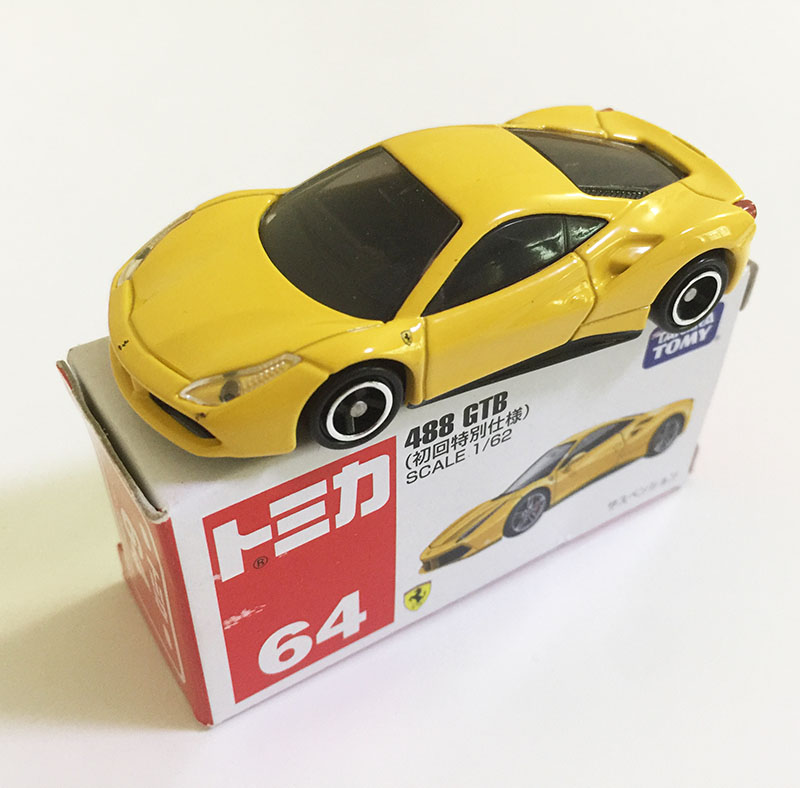 日本TOMY多美卡TOMICA法拉利TOMICA 64号 488GTB合金模型玩具车-图1