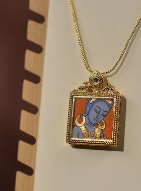 手绘药师唐卡男女同款项链可拉伸调节