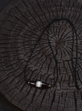 黑白缠丝天珠约34*10mm男女同款吊坠项链