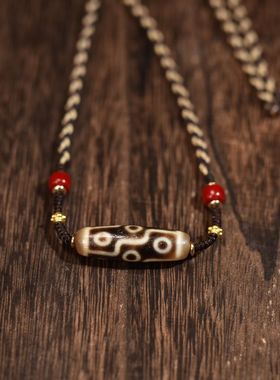 男女同款9眼天珠编绳项链可拉伸调节