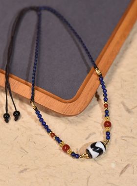 女士极简风小清新风天珠桶珠编绳项链