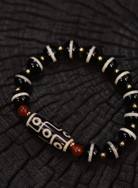 九眼天珠男女同款10mm 单圈手串多图腾可选择