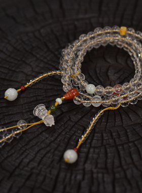 喜马拉雅白水晶女士项链手链毛衣链108颗佛珠念珠