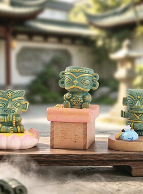 中古风青堆堆手机支架盲盒小摆件