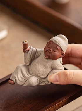 中古风李白醉酒香插香座紫砂摆件