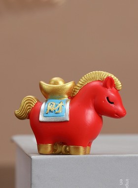 国潮马上有钱马元宝树脂马年摆件
